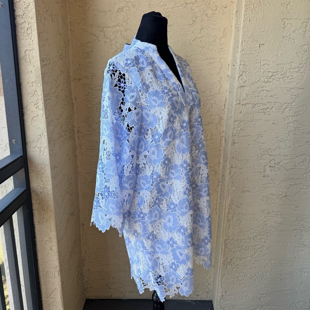 NWT J.Marie Maggie Floral Lace Shift Dress Sz XS Blue White - Picture 5 of 13